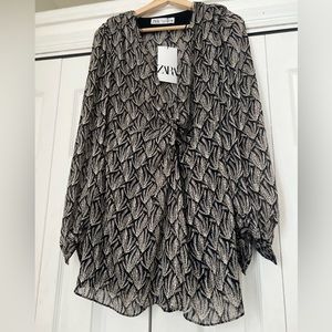 Zara short dress | Gauze short dress, Black and silver Party dress